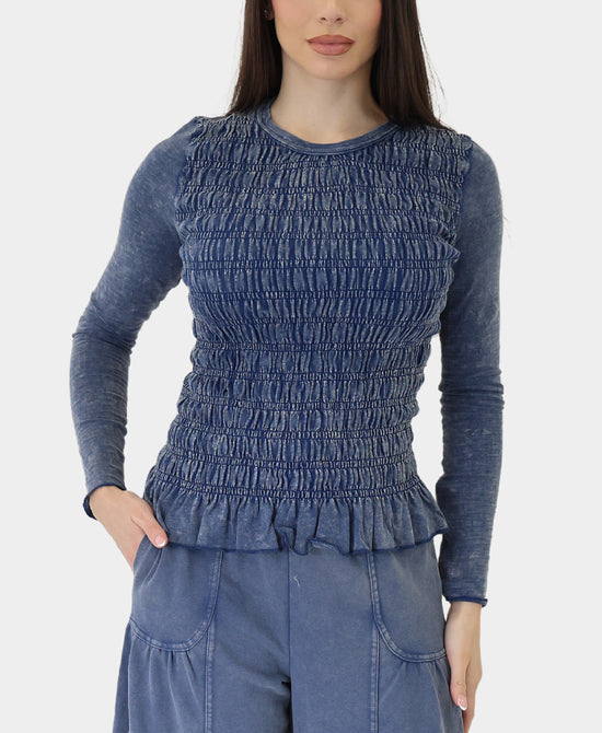 Mineral Wash Smocked Top view 