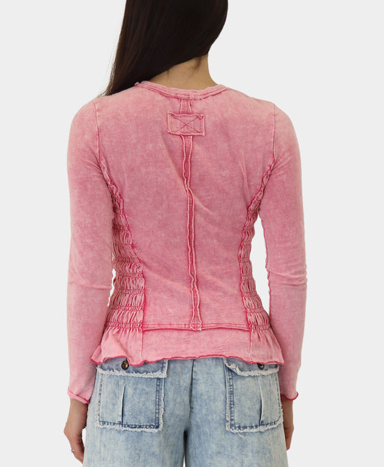 Mineral Wash Smocked Top view 