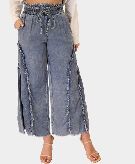 Frayed Trim Wide Leg Pants view 