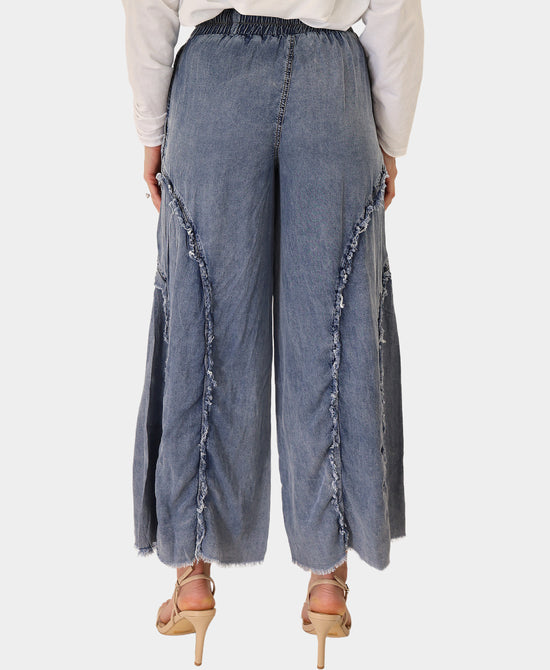 Frayed Trim Wide Leg Pants view 