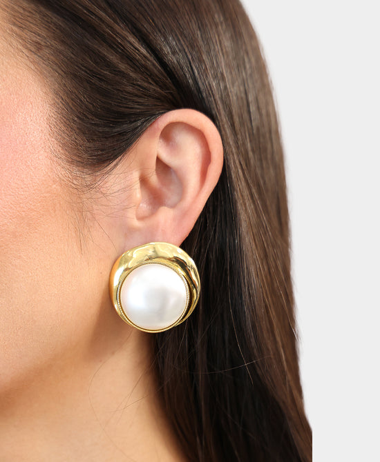 Oversized Pearl Stud Earrings view 