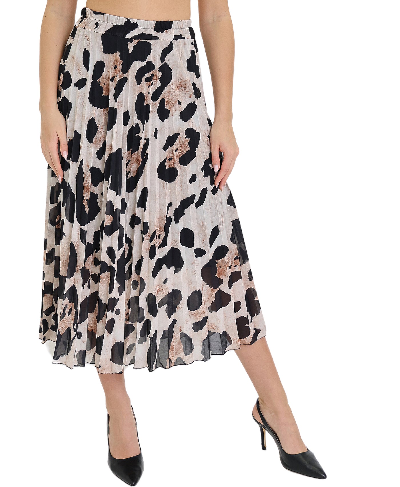 Leopard Print Pleated Skirt view 1