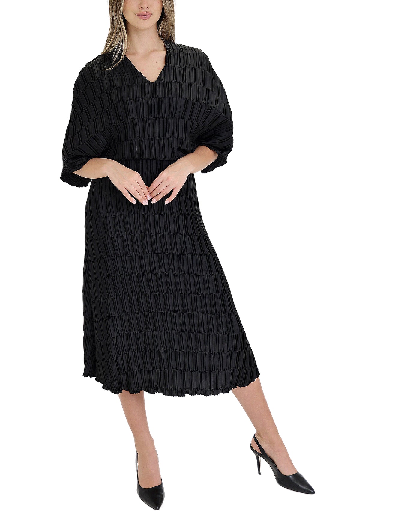 Popover Crinkle Midi Dress view 1