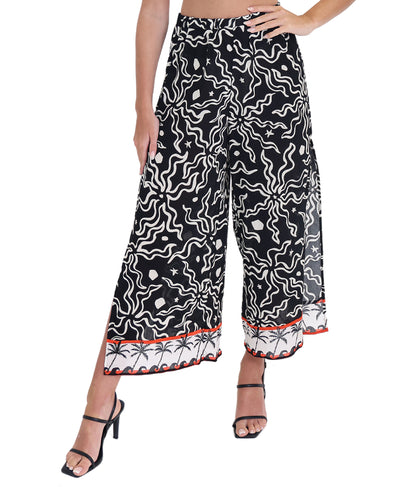 Printed Cotton Swim Cover-Up Pants image 1