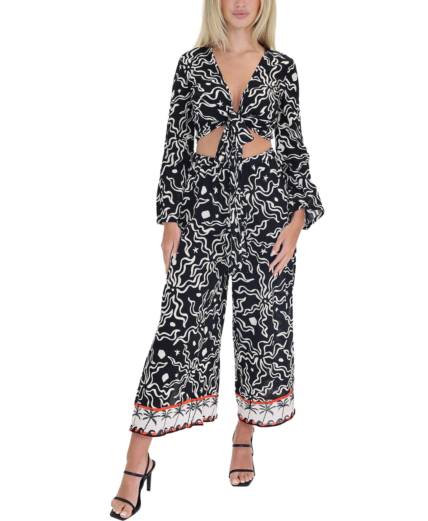 Printed Cotton Swim Cover-Up Pants view 2