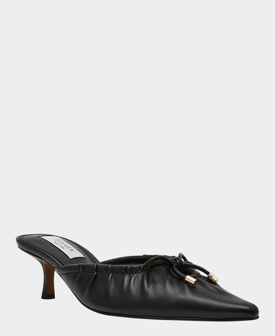 
Cinched Tie Heeled Mule in BLACK view 1