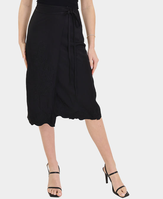 Embroidered Satin Skirt view 1