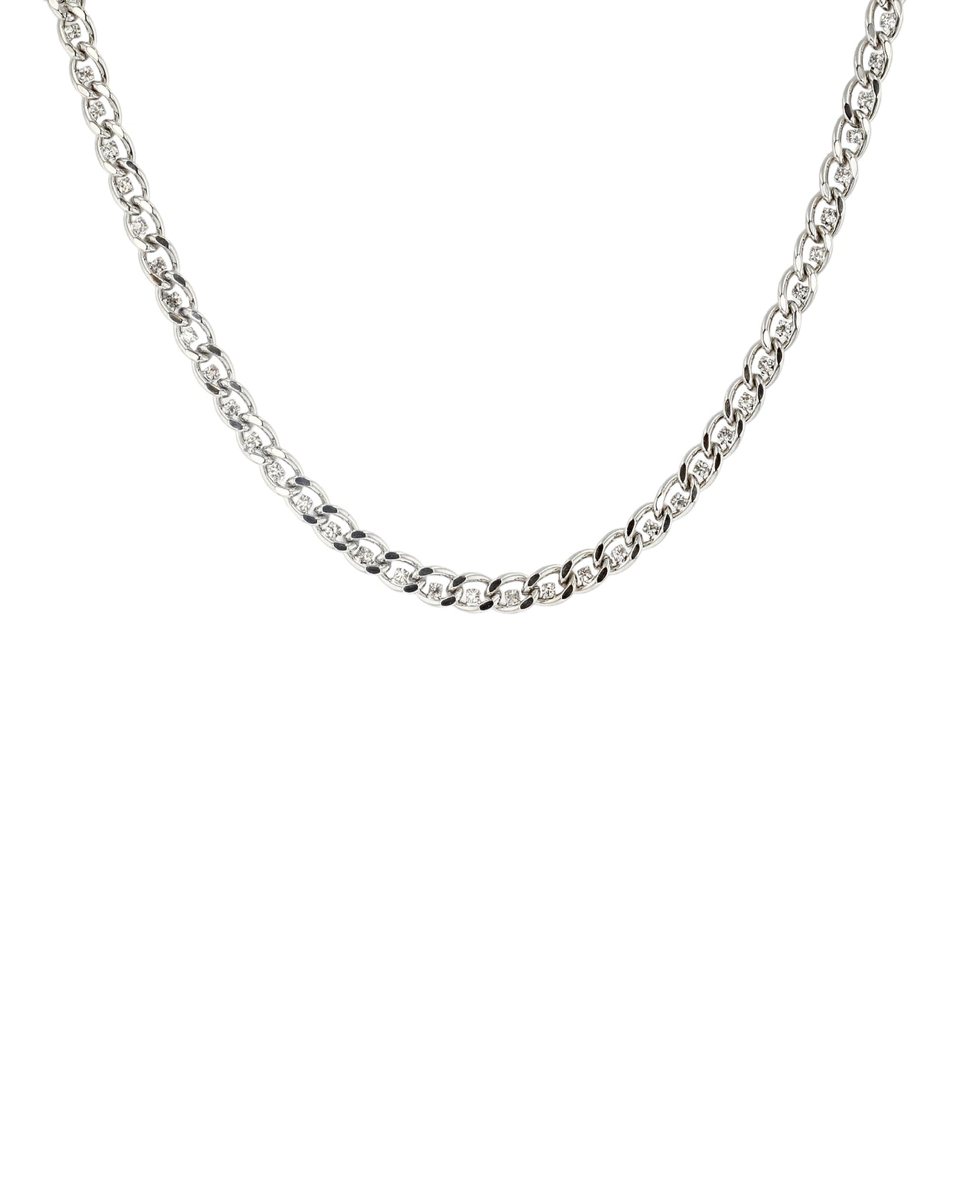 Curb Chain Necklace w/ CZ Accents image 1