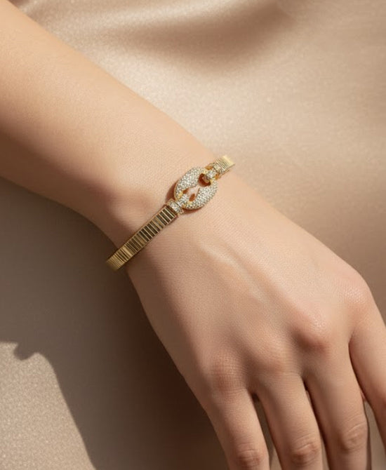 Cubic Zirconia Hinge Cuff Bracelet view 