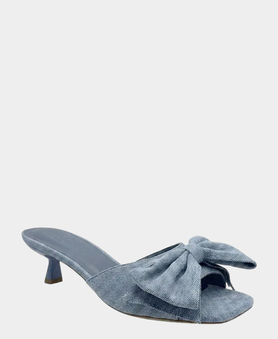 
Denim Bow Heeled Sandal in DENIM view 1