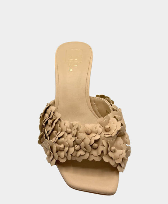 
3D Flower Heeled Sandal in NUDE view 2