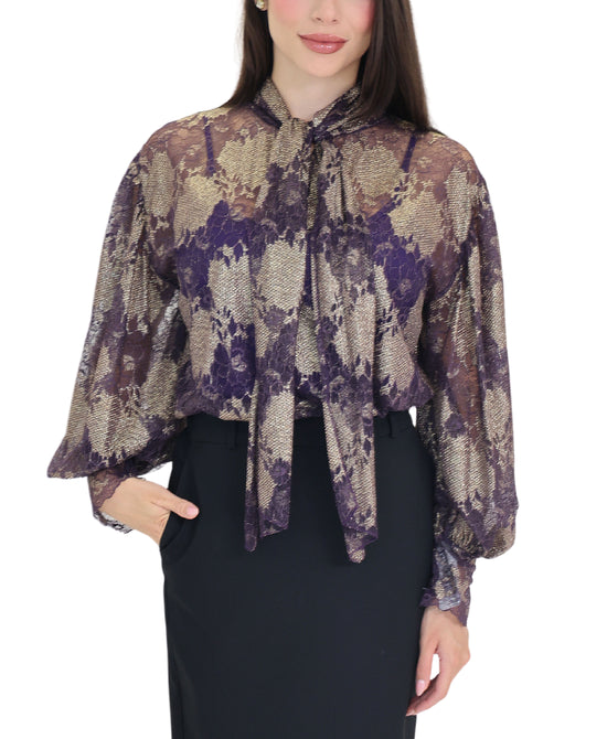 Lace & Metallic Blouse view 