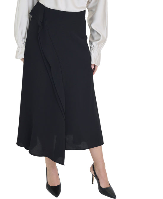 Solid Flounce Midi Skirt view 