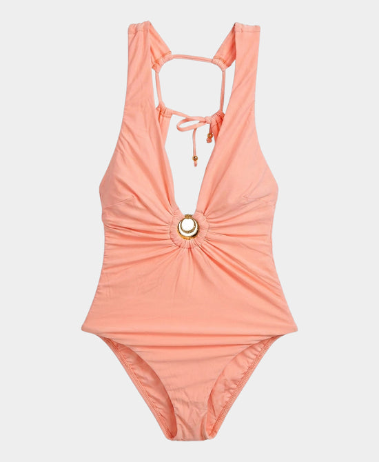 
One Piece Swimsuit w/ Gold Hardware in SALMON view 2