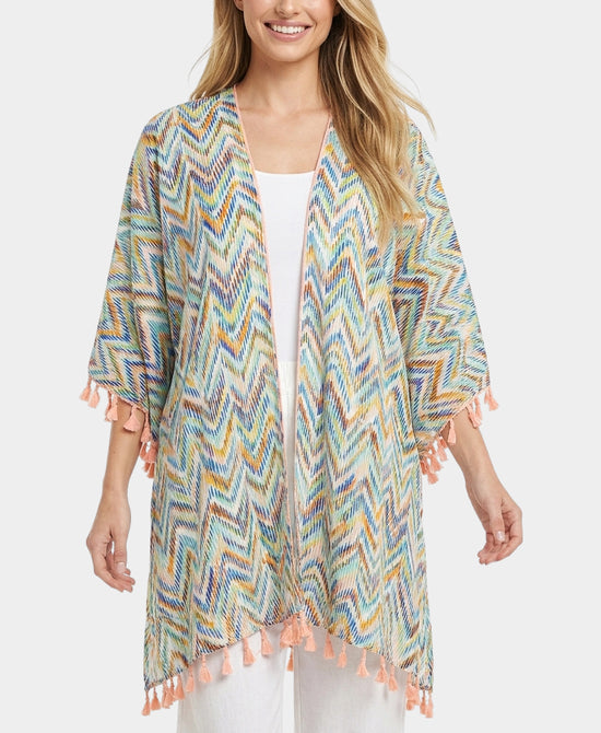 
Printed Swim Cover-Up w/ Tassels in MULTI view 1