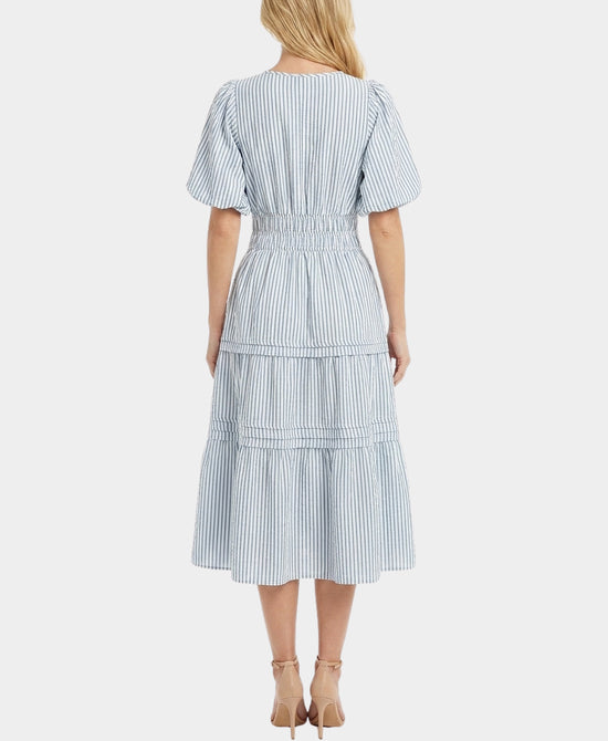 
Seersucker Stripe Midi Dress in BLUE/WHITE view 2