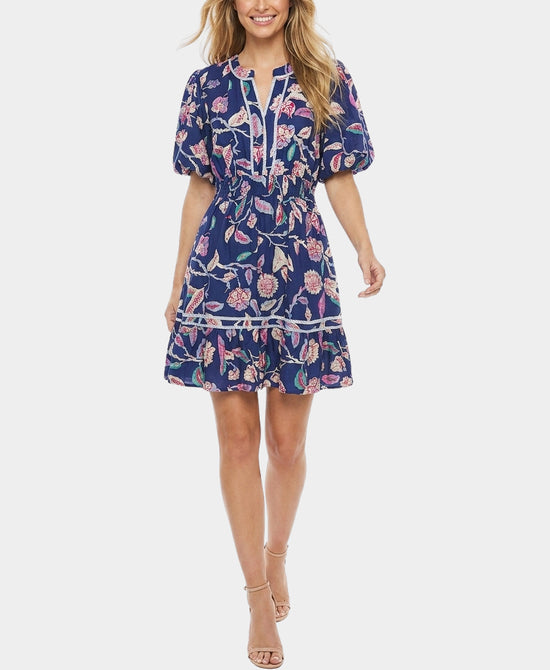 
Floral Print Dress in NAVY MULTI view 1