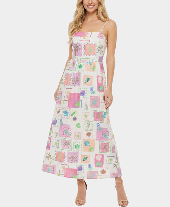 
Sea Life Print Maxi Dress in PINK MULTI view 1