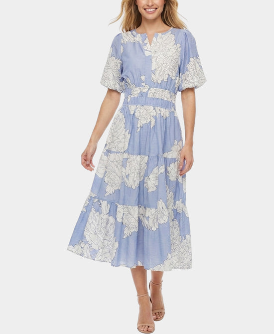 
Floral Midi Dress in BLUE/WHITE view 1
