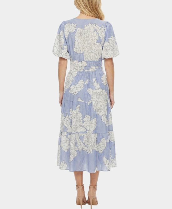 
Floral Midi Dress in BLUE/WHITE view 2