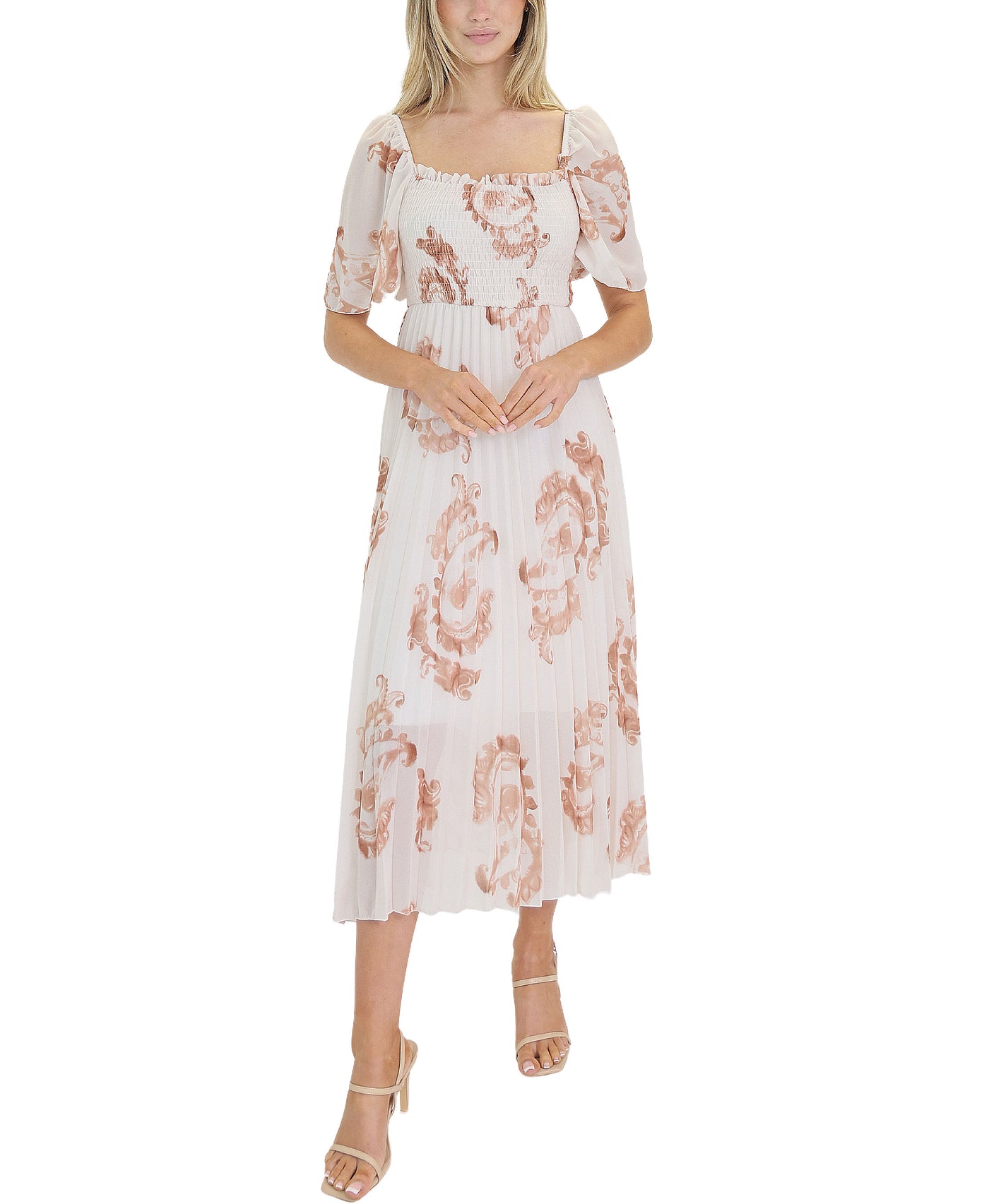 Paisley Pleated Maxi Dress view 1