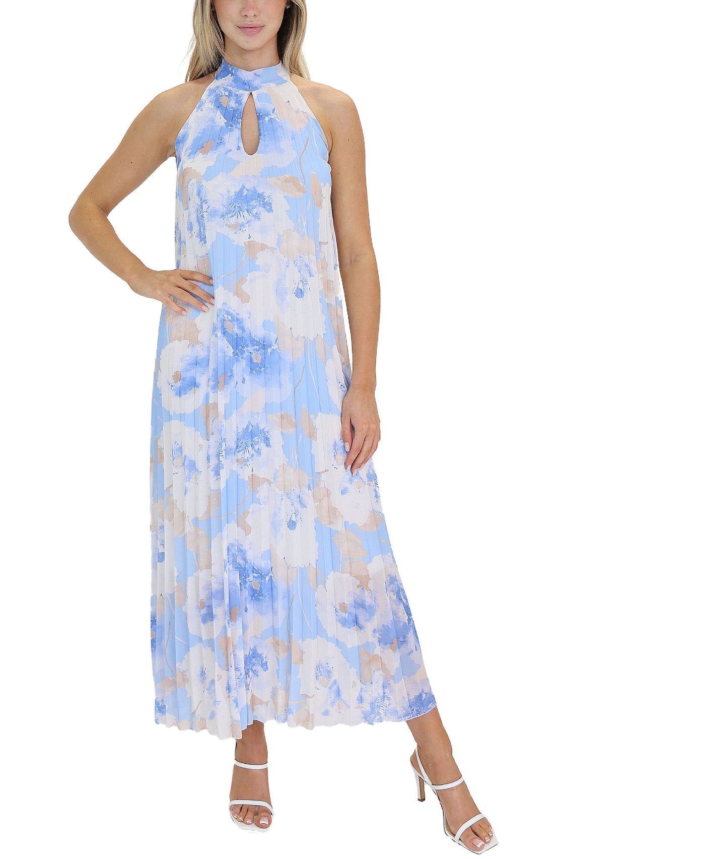 Pleated Halter Maxi Dress view 1