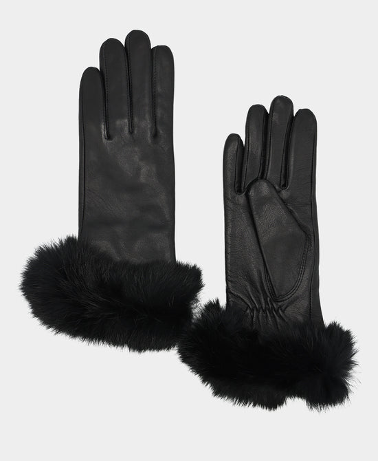Leather Gloves w/ Fur Trim view 