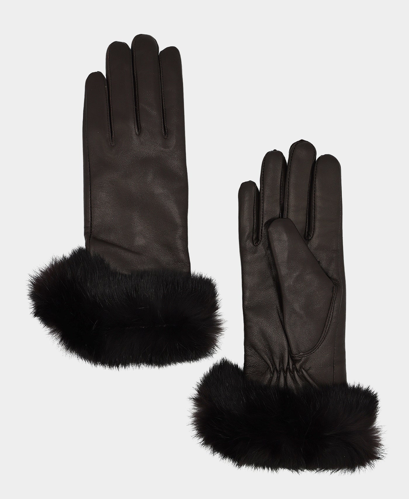 Leather Gloves w/ Fur Trim view 1