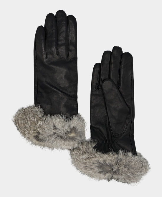 Leather Gloves w/ Fur Trim view 