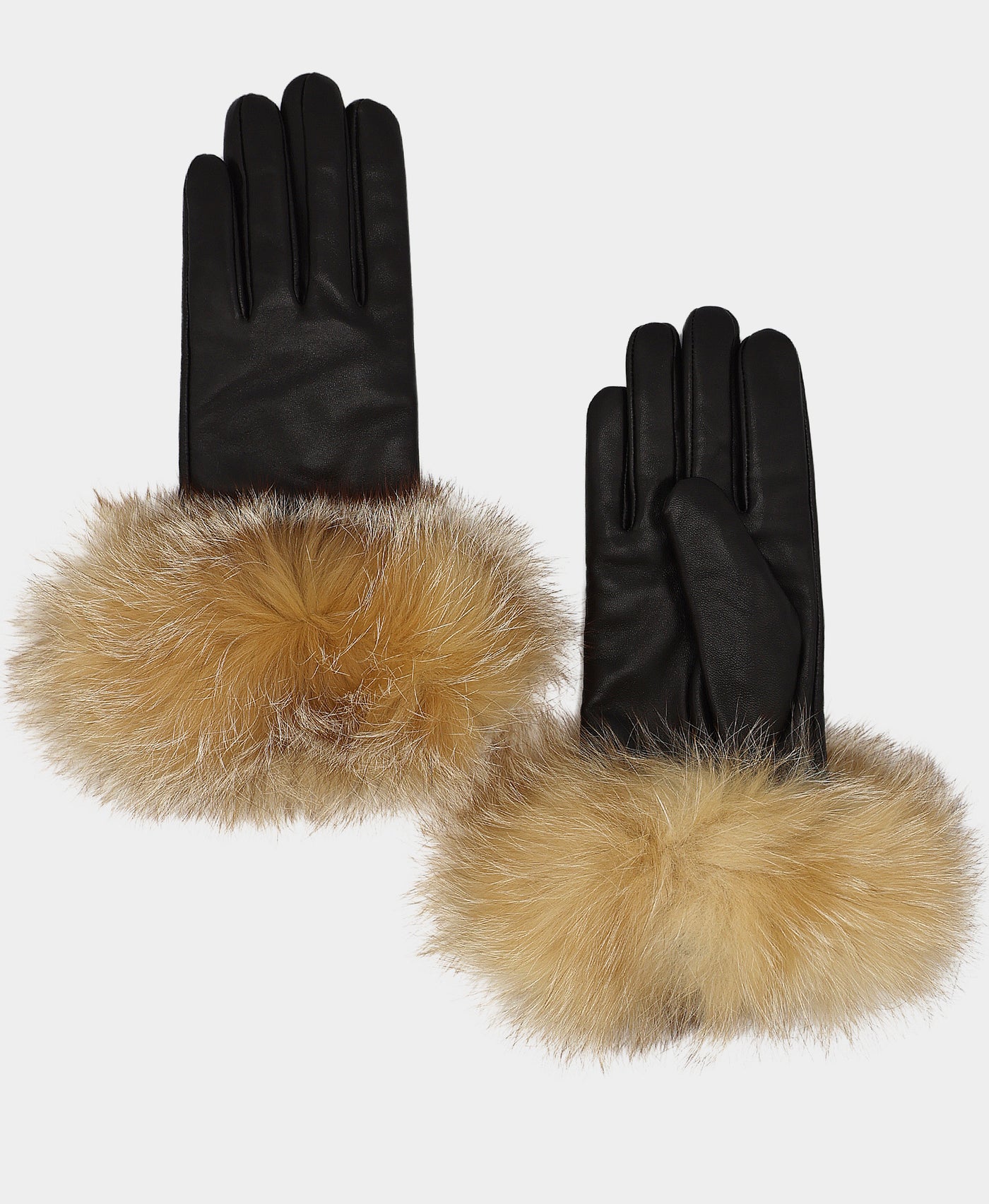 Leather Gloves w/ Fox Fur Trim view 1