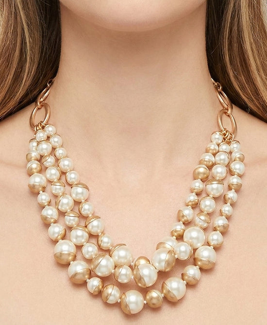
Faux Pearl Layered Necklace in GOLD/PEARL view 1