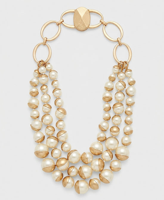 
Faux Pearl Layered Necklace in GOLD/PEARL view 2