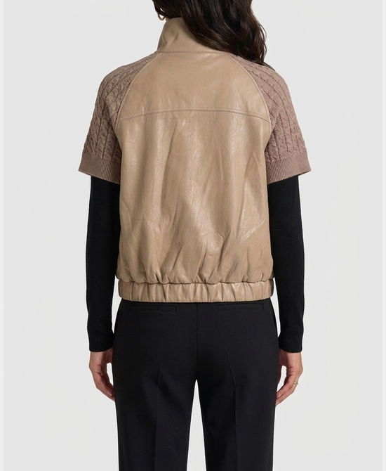 
Faux Leather & Knit Vest in TAUPE view 2