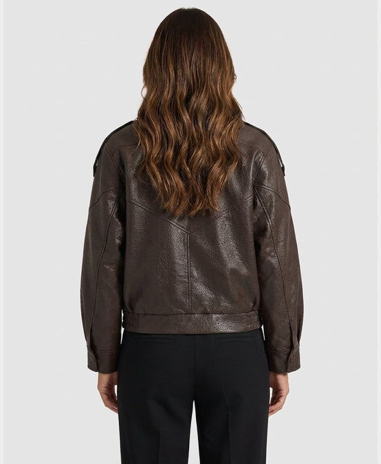 
Faux Leather Jacket in BROWN view 2