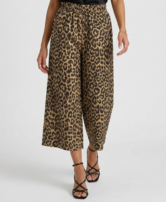 
Crop Leopard Print Pants in BROWN MULTI view 1