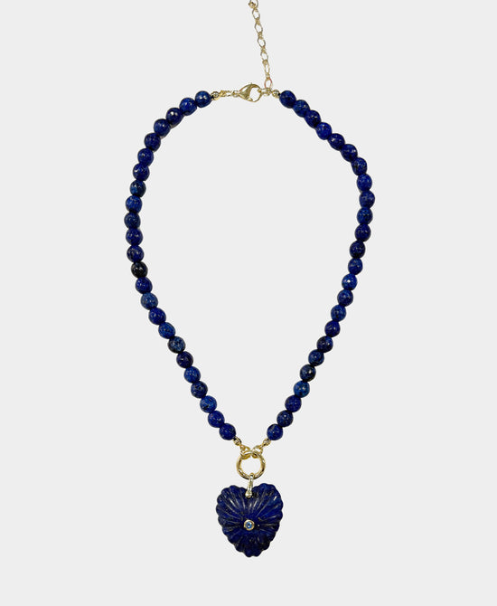Beaded Stone Heart Pendant Necklace view 