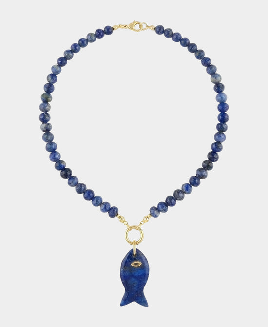 Beaded Fish Pendant Necklace view 1