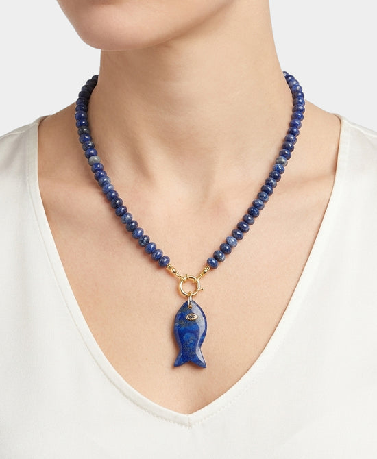 Beaded Fish Pendant Necklace view 2