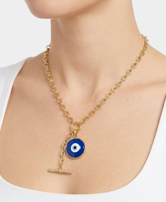 
Evil Eye Charm Necklace in GOLD//BLUE view 1
