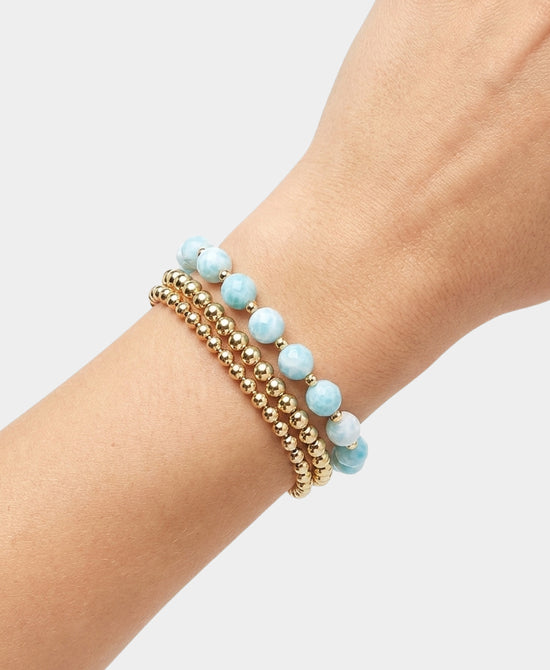 
Set Of 3 Beaded Bracelets in LIGHT BLUE/GOLD view 1