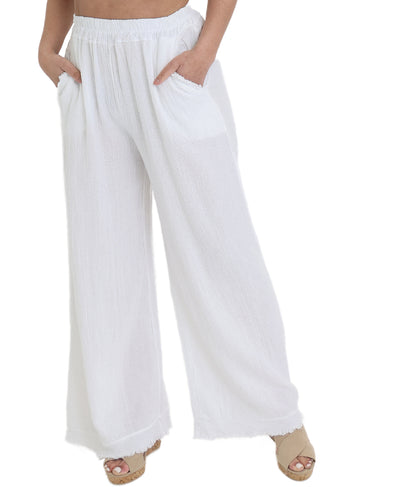 Linen Pants w/ Frayed Hem image 1