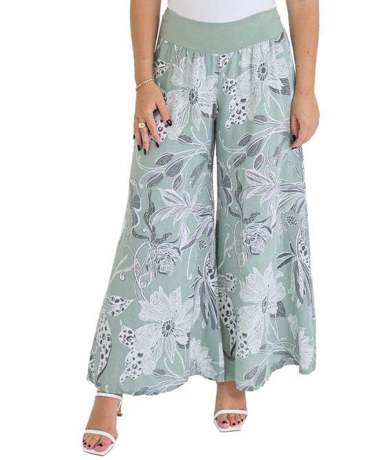 Floral Print Linen Pants view 1