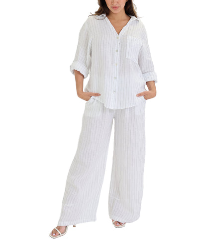 Striped Wide Leg Linen Pants image 2