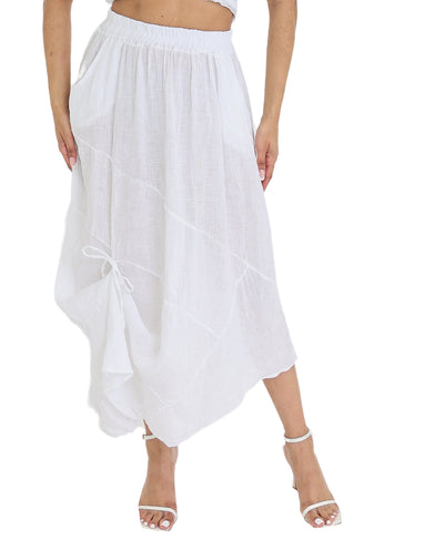Linen Skirt w/ Ruched Tie image 1