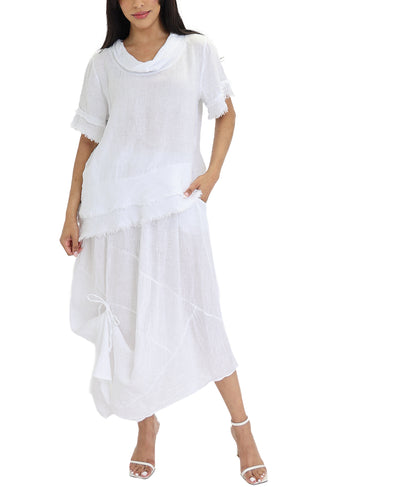 Linen Skirt w/ Ruched Tie image 2