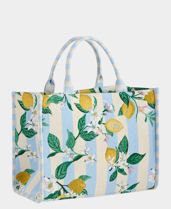 
Lemon Stripe Tote Bag in BLUE view 1