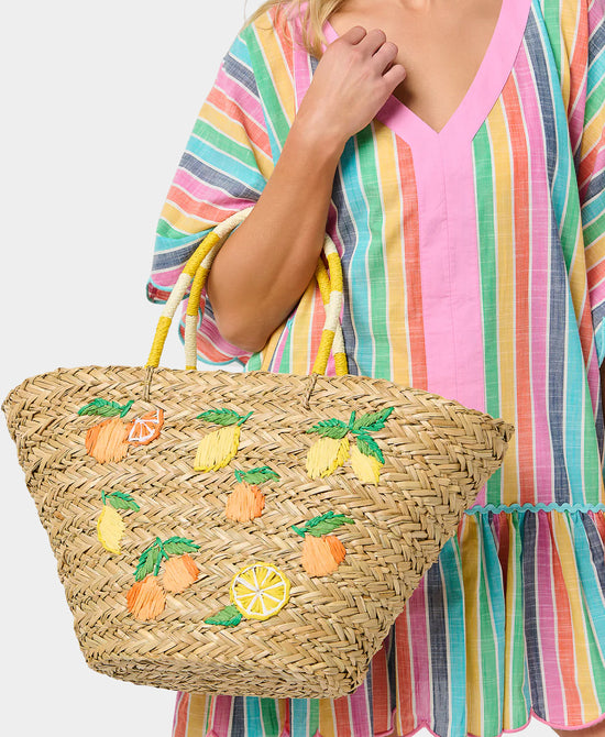 
Straw Citrus Tote Bag in NATURAL view 2