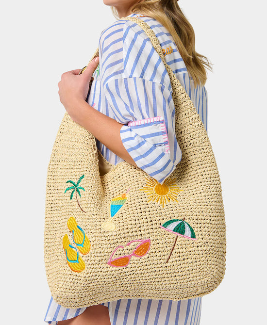 
Straw Embroidered Shoulder Bag in NATURAL view 2