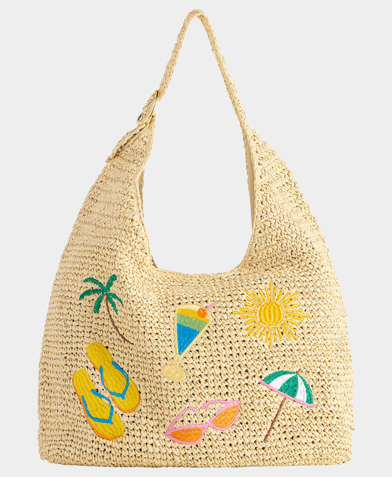 
Straw Embroidered Shoulder Bag in NATURAL view 1