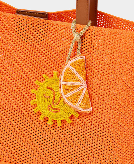 
Beaded Sun & Orange Keychain/Bag Charm in ORANGE/YELLOOW view 2